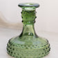 Vintage LE Smith Dark Green Glass Hobnail Candlestick