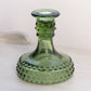 Vintage LE Smith Dark Green Glass Hobnail Candlestick