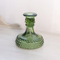 Vintage LE Smith Dark Green Glass Hobnail Candlestick