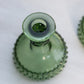 Vintage LE Smith Dark Green Glass Hobnail Candlestick