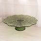Vintage LE Smith Extra Large Green Leaf Glass Cake Stand