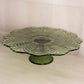 Vintage LE Smith Extra Large Green Leaf Glass Cake Stand