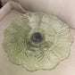 Vintage LE Smith Extra Large Green Leaf Glass Cake Stand