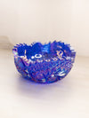 Vintage LE Smith Glass Blue Iridescent Bowl with Sawtooth Edge