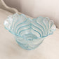 Vintage LE Smith Glass Light Blue Iridescent Leaf Vase