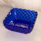 Vintage LE Smith Glass Medium Square Cobalt Trellis Dish