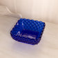 Vintage LE Smith Glass Medium Square Cobalt Trellis Dish