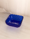 Vintage LE Smith Glass Medium Square Cobalt Trellis Dish