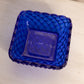 Vintage LE Smith Glass Medium Square Cobalt Trellis Dish