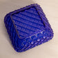 Vintage LE Smith Glass Medium Square Cobalt Trellis Dish