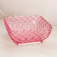 Vintage LE Smith Glass Medium Square Pink Trellis Dish