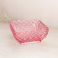 Vintage LE Smith Glass Medium Square Pink Trellis Dish