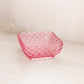 Vintage LE Smith Glass Medium Square Pink Trellis Dish