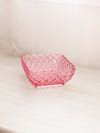 Vintage LE Smith Glass Medium Square Pink Trellis Dish