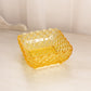 Vintage LE Smith Glass Medium Square Yellow Trellis Dish
