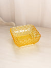 Vintage LE Smith Glass Medium Square Yellow Trellis Dish