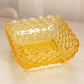 Vintage LE Smith Glass Medium Square Yellow Trellis Dish