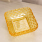 Vintage LE Smith Glass Medium Square Yellow Trellis Dish