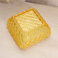 Vintage LE Smith Glass Medium Square Yellow Trellis Dish