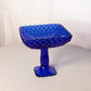 Vintage LE Smith Glass Medium Square Cobalt Blue Trellis Compote
