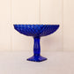 Vintage LE Smith Glass Medium Square Cobalt Blue Trellis Compote