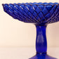 Vintage LE Smith Glass Medium Square Cobalt Blue Trellis Compote