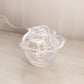 Vintage LE Smith Iridescent Clear Glass Covered Rose Lidded Dish