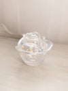 Vintage LE Smith Iridescent Clear Glass Covered Rose Lidded Dish
