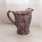 Vintage LE Smith Iridescent Dark Purple Floral Dogwood Pitcher