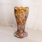 Vintage LE Smith Large Amber Carnival Glass Vase with Sawtooth Edge