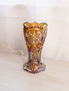 Vintage LE Smith Large Amber Carnival Glass Vase with Sawtooth Edge