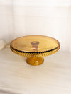 Vintage LE Smith Large Amber Glass Hobnail Cake Stand