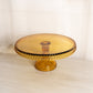 Vintage LE Smith Large Amber Glass Hobnail Cake Stand