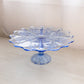 Vintage LE Smith Large Blue Glass Thistle Cake Stand