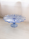 Vintage LE Smith Large Blue Glass Thistle Cake Stand