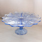 Vintage LE Smith Large Blue Glass Thistle Cake Stand