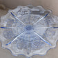 Vintage LE Smith Large Blue Glass Thistle Cake Stand