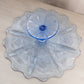 Vintage LE Smith Large Blue Glass Thistle Cake Stand