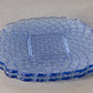 Vintage LE Smith Large Blue Glass Trellis Plate (Set of 2)