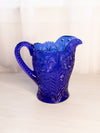 Vintage LE Smith Large Cobalt Glass Dogwood Pitcher