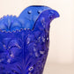 Vintage LE Smith Large Cobalt Glass Dogwood Pitcher