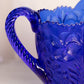 Vintage LE Smith Large Cobalt Glass Dogwood Pitcher