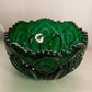 Vintage Large LE Smith Quintec Dark Green Glass Bowl