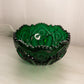Vintage Large LE Smith Quintec Dark Green Glass Bowl
