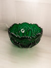 Vintage Large LE Smith Quintec Dark Green Glass Bowl