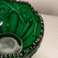 Vintage Large LE Smith Quintec Dark Green Glass Bowl