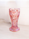 Vintage LE Smith Large Pink Carnival Glass Vase with Sawtooth Edge