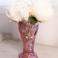 Vintage LE Smith Large Pink Carnival Glass Vase with Sawtooth Edge