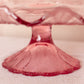 Vintage LE Smith Large Pink Glass Leaf Cake Stand
