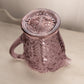 Vintage LE Smith Large Purple Pink Glass Dogwood Pitcher
